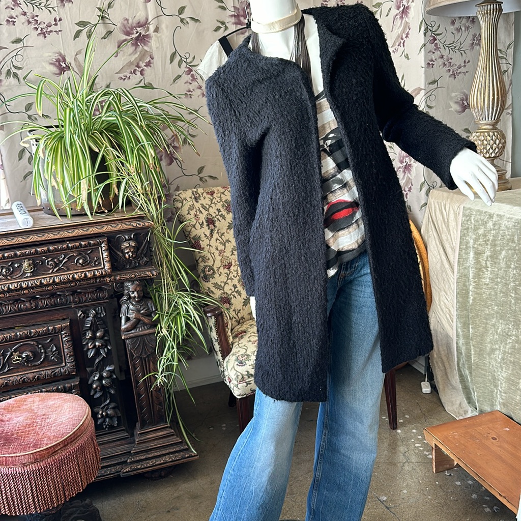Bouqle Knotty Texture Fabric Warm Duster Coat Tunic Jacket Cardigan Light Cover